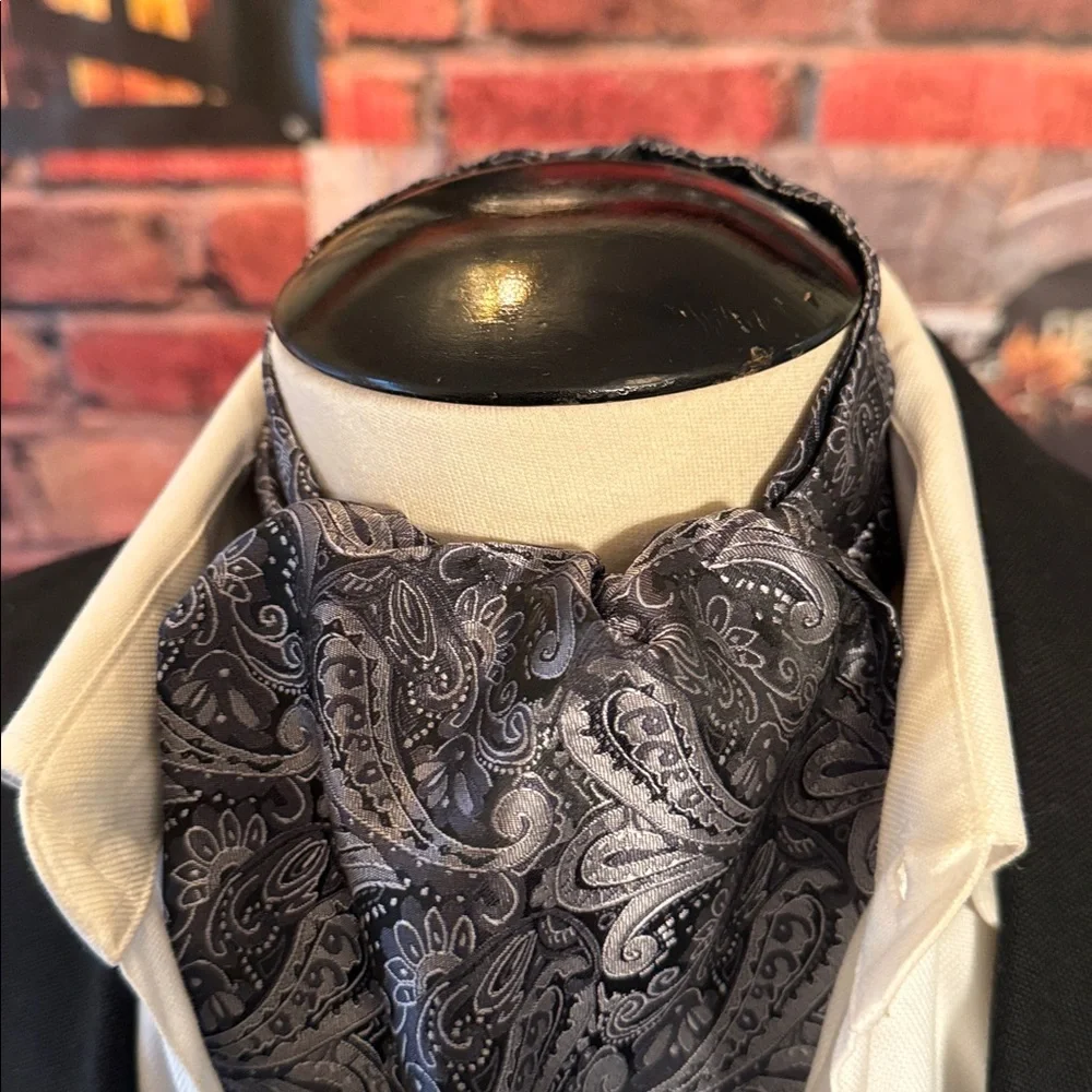 Elegant Black &Gray Paisley Men's Ascot Cravat